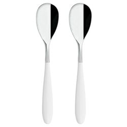 Rockingham Forge Yin and Yang Lot de 2 cuillères de table de luxe en acier inoxydable 18/10 – poignées en blanche, plastique PBT