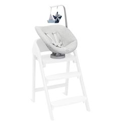 Chicco Crescendo Hoge stoelwip voor baby's, twee ligposities, bekleding van biologisch katoen, afneembaar en wasmachinebestendig, met hangspeelgoedstang, tot 9 kg, grijs