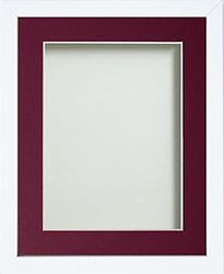 Frame Company Jellybean Range White Wooden 14x11 inch Picture Photo Frame with Plum Mount for Image 10x7 inch * Choice of Colours & Sizes* Fitted with Perspex