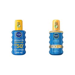 NIVEA SUN Protect & Moisture Sun Spray SPF 50+, Moisturising Suncream Spray with SPF 50+ & SUN Protect & Dry Touch Cooling Sun Spray, Water-Resistant SPF 30 Sun Cream