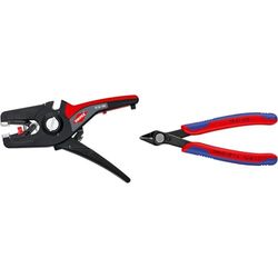 Knipex PreciStrip16 Pince à dénuder automatique 195 mm (carte LS/blister) 12 52 195 SB, Noir & Electronic Super Knips® brunie, avec gaines bi-matière 125 mm 78 61 125