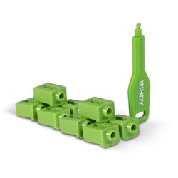 LINDY SFP Port Locks (10 Pieces) with Key, Green