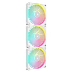 CORSAIR iCUE Link LX120 RGB 120 mm PWM Ventilateurs Paquet Triple – Double Boucles Lumineuses – Inclut iCUE Link System Hub – Technologie CORSAIR AirGuide – Blanc