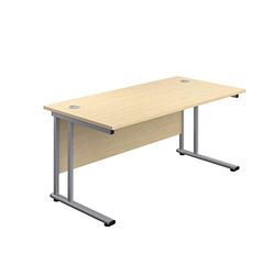 Office Hippo Professional Cantilever Office Desk, Maple Top, Silver Frame, 140 x 80 x 73 cm
