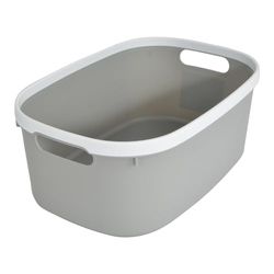 Homéa, cesta bicolor, plástico, 10 L, 37 x 25,3 x 15 cm, color gris