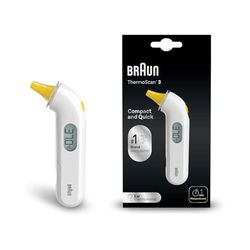 Braun ThermoScan 3 Ear thermometer - Fast 1 second measurement - Audio fever indicator - Digital Display - Baby and infant friendly - 1 Brand among doctors(1) - IRT3030