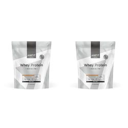 Amazon Brand - Amfit Nutrition Whey Protein Powder, Salted Caramel Flavour, 33 Servings, 1 kg (Pack of 2)