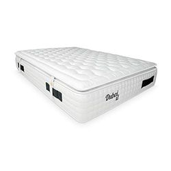 DUÉRMETE ONLINE Matelas Dubai XL Ressorts ensachés + Visco + Topper - Luxe et Confort - Hauteur 33 cm - Tissu Viscose Naturel, Blanc, 150 x 200