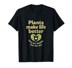 Plants Make Life Better Simple Joy Leaf Heart Graphic T-Shirt