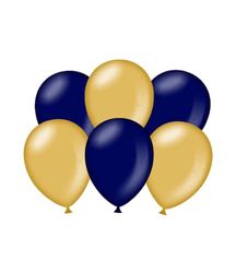 PD-Party 7036576 Feest Balloons | Natuurlijk Rubber (Latex) | Party Decoration, Pak van 6, Metallic Goud/Blauw, 30cm Lengte x 30cm Breedte x 30cm Hoogte