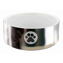 Trixie - Ciotola in ceramica per cani, 0,3 l, colore: Argento/Bianco