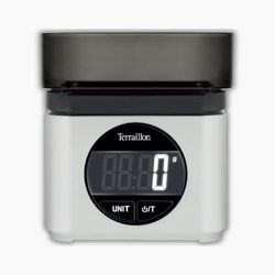 TERRAILLON BA22 MYTHIQUE - Báscula electrónica de cocina, diseño icónico y retro, cuenco integrado 0,7 L, pantalla LCD grande, pantalla XXL de dígitos, función Tare, gris