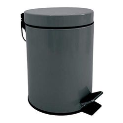 MSV - Poubelle Cosmétique Salle de Bain - Acier Inoxydable avec Seau Intérieur Amovible - Poubelle à Pédale Élégante - Compacte et Pratique - Gris - 3L