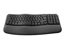 Logitech Wave Keys for Business, Wireless Ergonomic Keyboard with Cushioned Palm Rest - Graphite, Qwertz German Layout