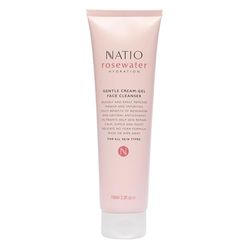 Natio Australia Rosewater Hydration Gentle Cream-Gel Face Cleanser, 100 ml - Facial Cleanser with Rosewater - Travel Size Face Wash for All Skin Types