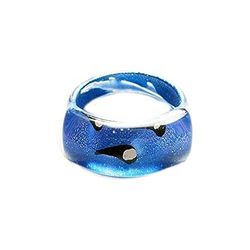 Ancaria Hand Painted Pattern Ring and Heel, Blue, Plastic, No Gemstone