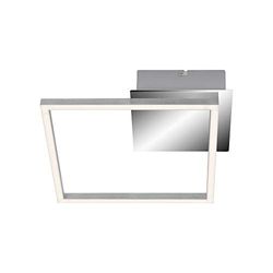 Briloner Leuchten - Plafoniera a LED, lampada dimmerabile, funzione memory inclusa, 9,7 watt, 900 lumen, 3.000 Kelvin, alluminio cromato, 280x280x60mm (LxPxH)