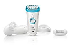 Braun Silk-épil 9 Epilator, Hair Removal, With 4 Extras, Including Facial Cleansing Brush & High Frequency Massage Cap, Wet & Dry, 100% Waterproof, UK 2 Pin Plug, 9-549, White