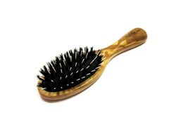 Golddachs – Spazzola pneumatica in legno di ulivo setole di cinghiale al 100% con penne tasche (frisie rpin) arrotondata. 7 file, confezione da 1 (1 x 1 pezzo)