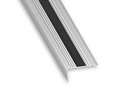 CQFD Nez de marche à visser alu + pvc antidérapant Argent et Noir 45 x 23 mm 1 m