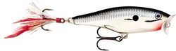 Rapala Skitter Pop Lure with Two No. 5 Hooks, Surface Swimming Depth, 7 cm Size, Chrome