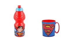 ALMACENESADAN 4695 Superman Pack, bestaande uit magnetronbeker 350 ml en 400 ml waterfles, herbruikbaar, BPA-vrij