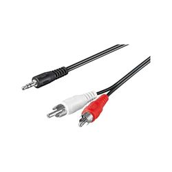 Goobay 50018 3,5 mm jack/cinch-adapterkabel - voor hoofdtelefoonaansluitingen aan RCA / 3-polige stereo 3,5 mm stekker op 2x RCA-stekker/zwart / 1,5 m
