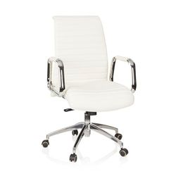hjh OFFICE 600912 managersstoel ASPERA 10 leer wit/chroom hoogwaardige bureaustoel, middelhoge rugleuning