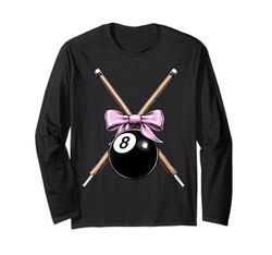 Coquette Bow Billar Taco de billar Chica Mamá Rosa Manga Larga