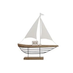 Home ESPRIT Figurine décorative Blanche Naturelle Voilier Marin Finition vieillie 54 x 15 x 61,5 cm