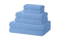 Degrees home - Serviettes de Bain - Ensemble de Serviettes - 2 Serviettes de Douche, 2 essuie-Mains et 2 Serviettes de Bidet - 100% Coton - 480 g/m2-2-30X50 / 2-50X100 / 2-65X130 - Bleu Ciel
