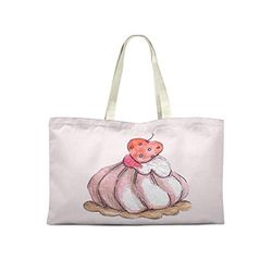 Bonamaison Printed Tote Bag, Reusable Grocery Bag, Shopping Bag, Machine Washable, Foldable, Canvas Cloth Bag with Handles, 50x40 Cm