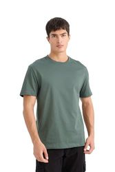 DeFacto Basic T-shirt för män – klassisk t-shirt för män grön XXL, Grön, XXL