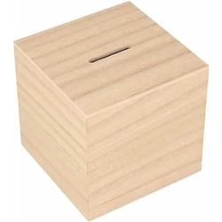 Artemio Square Wooden Piggy Bank - 8.7 x 8.7 cm