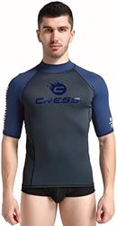 Cressi Hydro Men's Rash Guard Short Sleeves - Camisa de Protección Deportiva para Hombres con Mangas Cortas, Negro/Azul, S