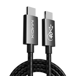 Magix USB-kabel C 240 W, 1 m, zwart, snel opladen 5 A, gegevensoverdrachtssnelheid 40 Gbit/s, 8 K 60 Hz, Thunderbolt 4, voor MacBook Pro/Air, iPad Pro 2021/Air 5, Galaxy S23/S22, Pixel enz.