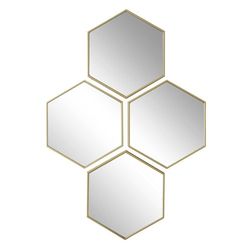 HOME DECO FACTORY, HD0459, Miroir décoratif Losange doré, Design géométrique Moderne, Finition Luxe, Polyvalent pour Salon ou Chambre, Facile à Installer, Dimensions idéales, 60x40 cm