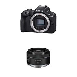 Canon EOS R50 APS-C Mirrorless Nera, 24.2 MP, Fino a 15fps, DIGIC X, Video 4K UHD Fino 30p, Dual Pixel CMOS Auto Focus II, Display Touch Ordinetabile 7.5 cm + Canon Obiettivo RF 50mm f/1.8 STM