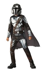 Rubies Klassiek Mandalorian-kostuum voor jongens of meisjes, officiële jumpsuit uit de Mandalorian-serie met opgedrukte details, cape en masker, maat L