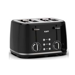 KAFF TS4BL 4 Slice Toaster Black Color 4 slice toaster, suitable for 14x12cm bread 220-240V, 1650-1800W, 6 level browing and cancel function Bagel, Deforst, Reheat function.