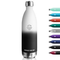 Waterfles, 1000 ml, thermosfles, geschikt voor koolzuurhoudende dranken, BPA-vrij, lekvrij, vacuüm thermosfles, roestvrij staal, voor sport, volwassenen, kinderen, voetbal, universiteit, reizen