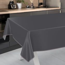 ANRO Nappe en Toile cirée Lavable, pour Table de Jardin, extérieur et intérieur, avec Ourlet, Anthracite, 100 x 140 cm