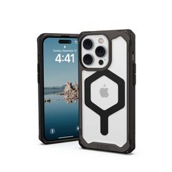 Urban Armor Gear Plyo - Funda Compatible con Apple iPhone 14 Pro [Carga inalámbrica/Carga magnética, Esquinas Suaves de Aire Resistentes a caídas, Borde Elevado], Color Negro y Transparente