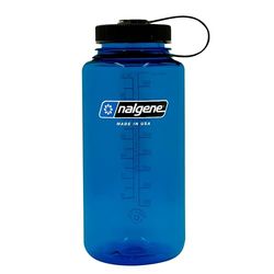 Nalgene Sustain Tritan BPA-vrije waterfles gemaakt van materiaal afgeleid van 50% plastic afval, 32 oz, brede mond, leisteen blauw