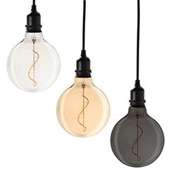 Amare Set van 3 glazen bollen Glow helder, goud & smoky werkt op batterijen