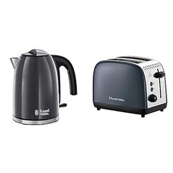 Russell Hobbs 20414 Classic Kettle & 26552 2 Slice Toaster, Grey