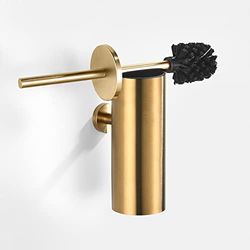 TINYROW Brosse de Toilette avec Support pour Salle de Bain - Support de Brosse de Toilette - Brosse de Nettoyage Murale - Or brossé
