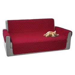 Comart, Majestic soffskydd med armstöd quiltat, vändbart, maskintvättbart, halkfritt, reptåligt, för husdjur, vinröd, soffa 3-sits