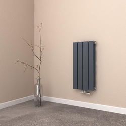 EMKE Kleine radiator 600 x 300 mm, platte radiator, dubbellaags, verticale radiator, plat paneelradiator, middenaansluiting, antraciet, 327 watt