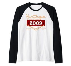 Decoraciones vintage de 15 cumpleaños vintage 2009 15 cumpleaños Camiseta Manga Raglan